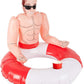Smiffys Inflatable Lifeguard Hunk Swim Ring, Red & White 88cm/35in, Hawaiian Luau Fancy Dress, Hawaiian Dress Up Accessories
