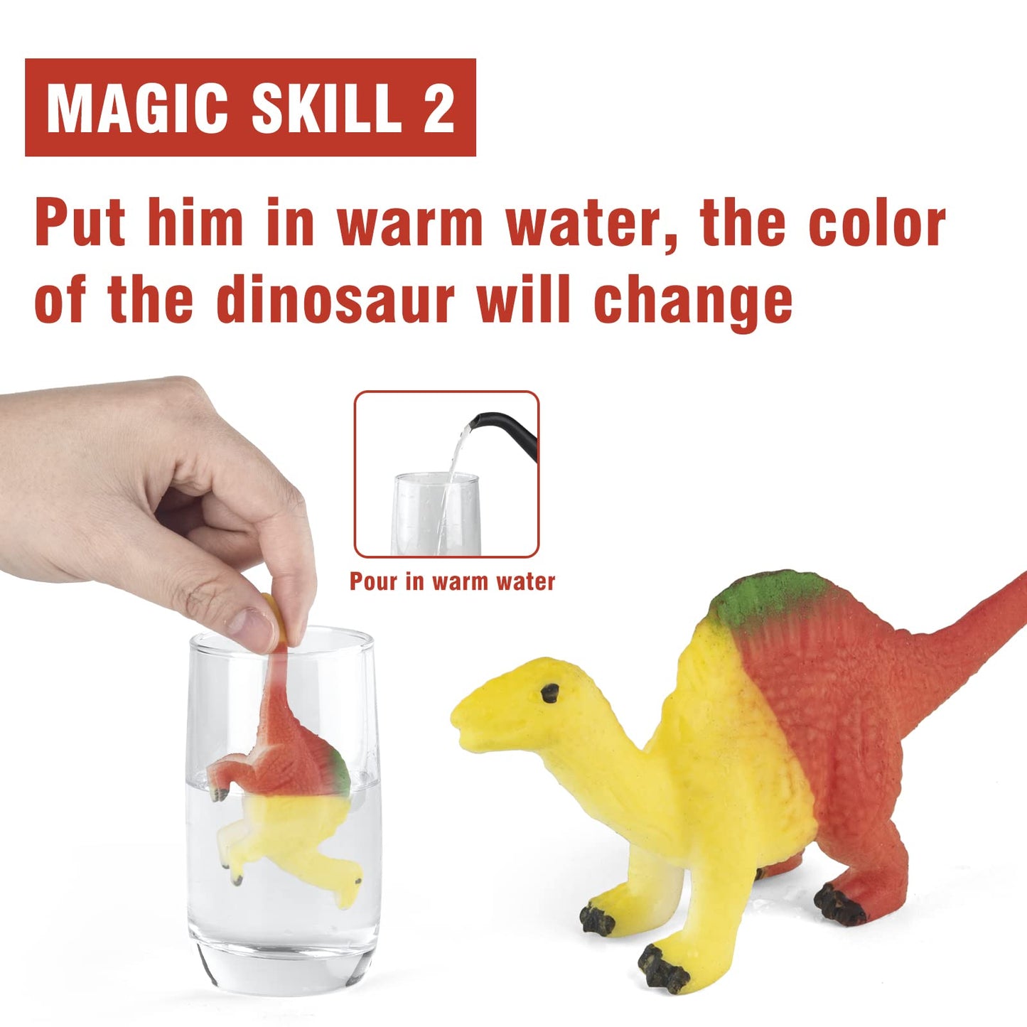 Hayuyuxo Color Changing Dinosaur Toys,15 Pieces Changing Color Dinosaur Set,Mold Free Bath Toys,Great Gift For Kids Boys And Gir