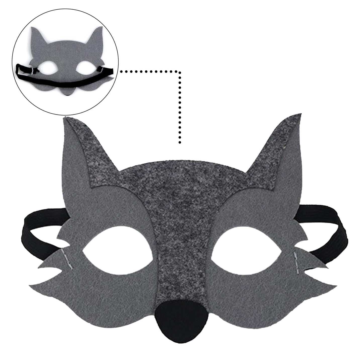 Jtnohx Felt Animal Masks, 10 Pcs Halloween Mask, Animal Costume For Birthday Party Supplies (Wolf Mask)