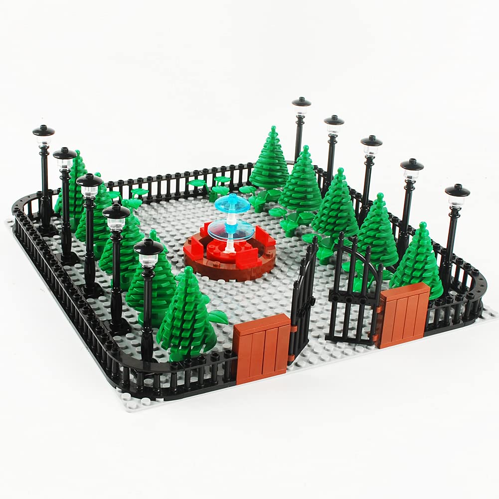 BAENRCY Park Building Blocks Fountain Sencery Accessories Street Set Building Bricks Kit DIY Building Set Compatible All Major Brands (No Baseplate)