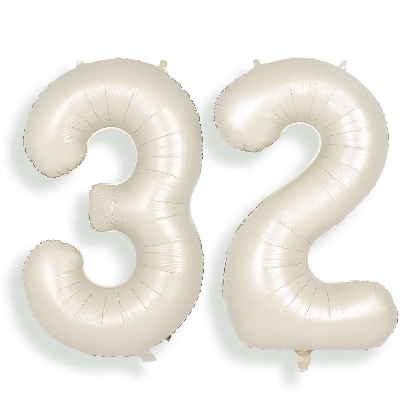 Suwen 40 Inch Large Cream White 32 Balloon Numbers Big Foil Helium Number Balloons 0-9 Jumbo Happy 32Nd Mylar Birthday Party Dec