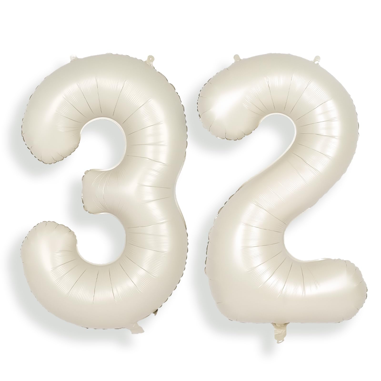 Suwen 40 Inch Large Cream White 32 Balloon Numbers Big Foil Helium Number Balloons 0-9 Jumbo Happy 32Nd Mylar Birthday Party Dec