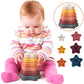 Promise Babe Silicone Stacking Rings Toy with Star Shape Soft Stacker Blocks Baby Toddler Toys,Development Sensory,Star-retro