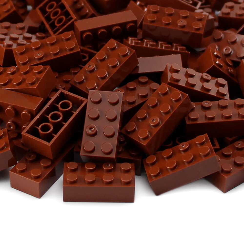 Feleph 100Pcs 2X4 Bricks Reddish Brown Pieces Reddish Brown Parts Building Kit Creative Play Set Classic Blocks Toy Compatible With 3001 Major Brands