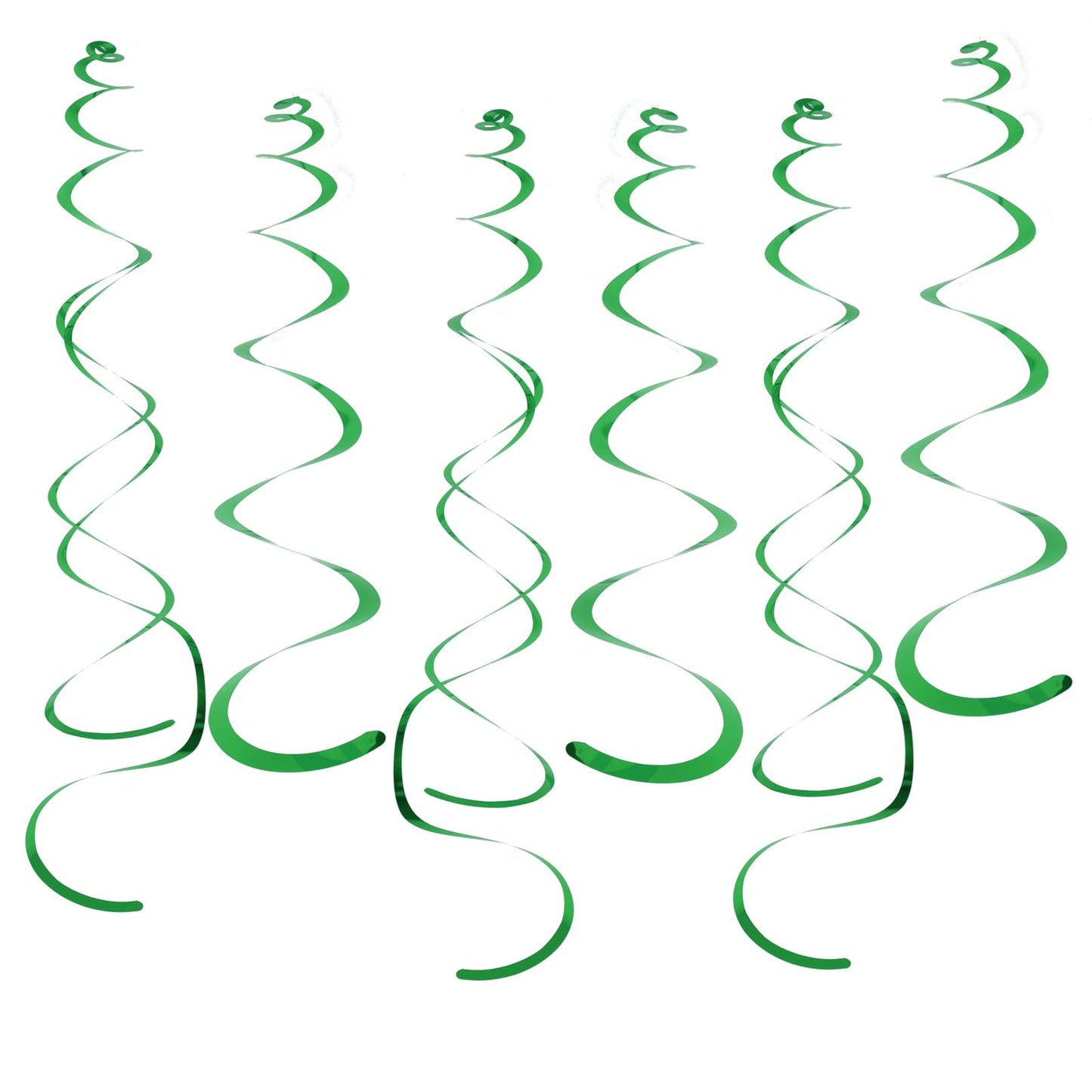 30 PCS Party Swirl Decorations Green Shinny Foil Hanging Swirl Decorations with Double-swirls and Single-swirls Plastic Streamer