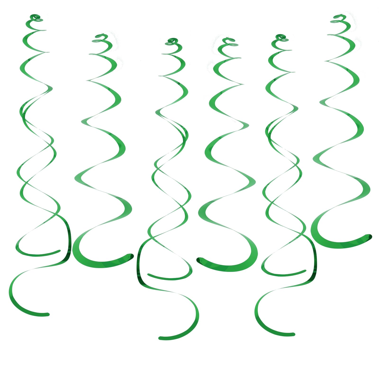30 PCS Party Swirl Decorations Green Shinny Foil Hanging Swirl Decorations with Double-swirls and Single-swirls Plastic Streamer