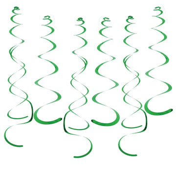 30 PCS Party Swirl Decorations Green Shinny Foil Hanging Swirl Decorations with Double-swirls and Single-swirls Plastic Streamer
