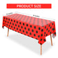 2 Pcs Ladybug Tablecloth Red Black Polka Dots Plastic Table Covers 87 x 51 Inches Ladybug Themed Party Decorations for Birthday