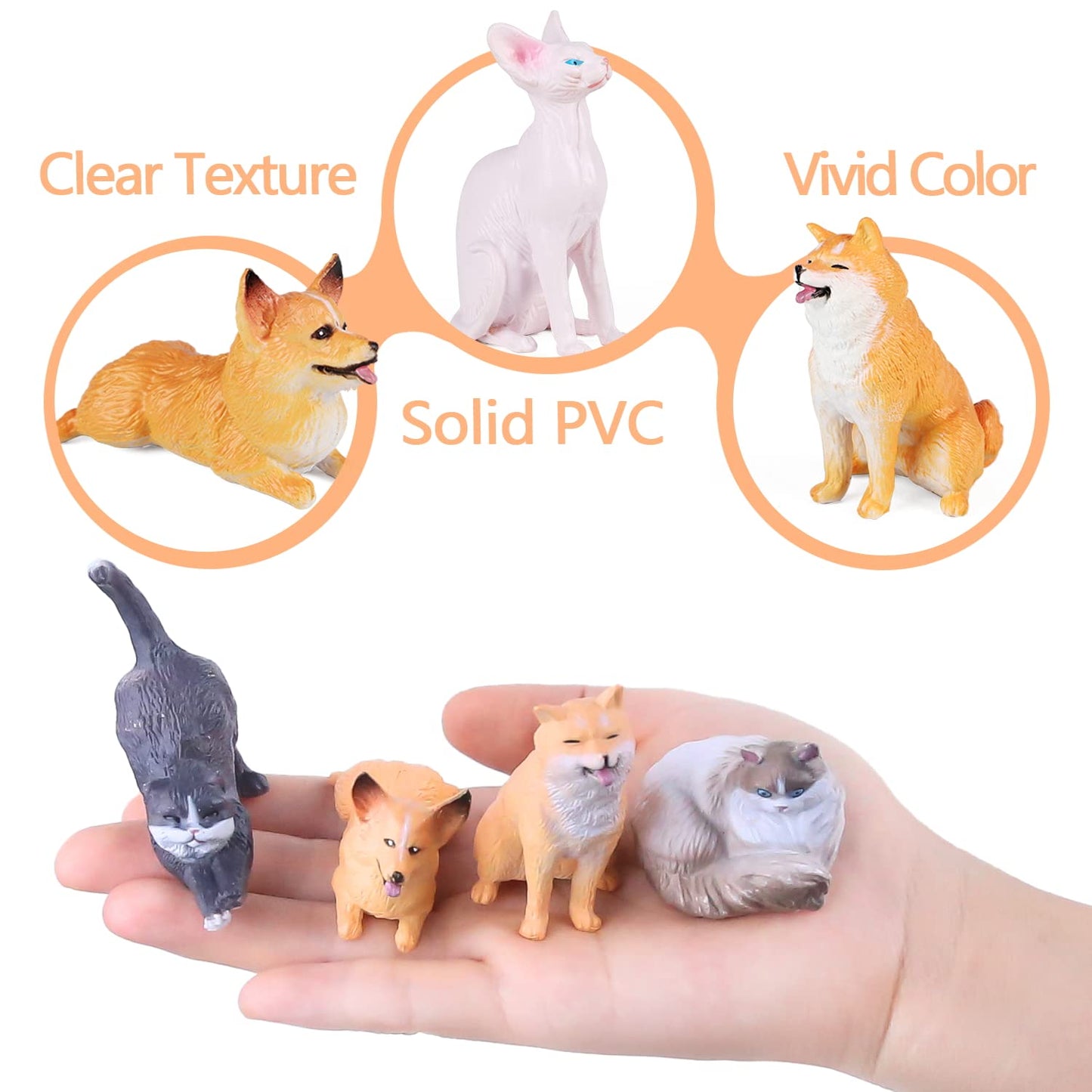 Sienon 12Pcs Dog And Cat Figurines Realistic Plastic Pet Puppy Kitten Animal Figures Educational Toys For Kids Toddles Cake Topper Birthday Christmas Party Diorama School Project