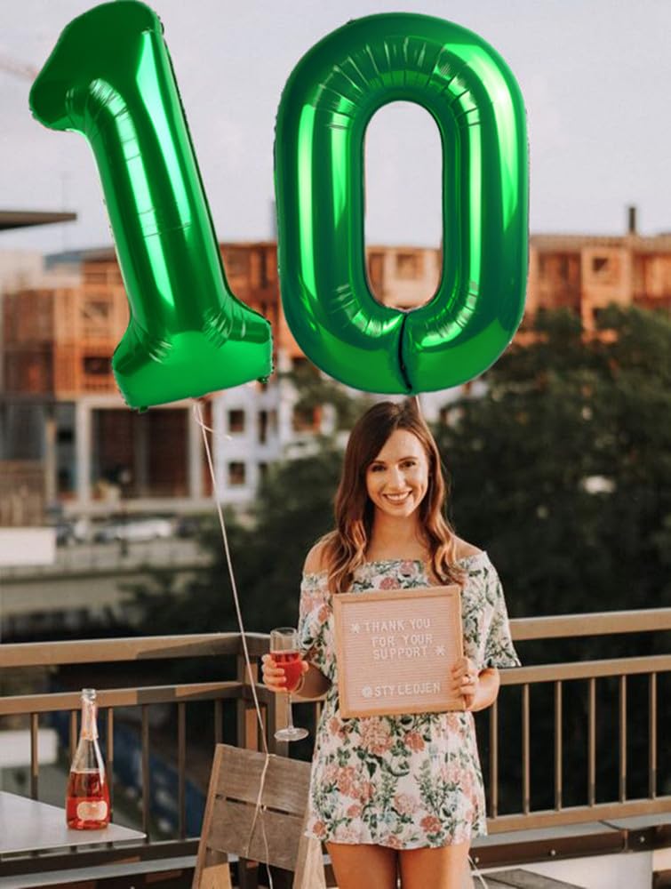 40 Inch Dark Green Number 0 Balloon Large Giant Jumbo Digit Mylar Foil Helium For 10 20 30 40 50 60 70 80 Birthday 2025 Party De