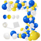 Blue Yellow White Balloon Garland Arch Kit, 116Pcs Royal Blue Yellow White Silver Confetti Balloons For Birthday Bridal Baby Sho