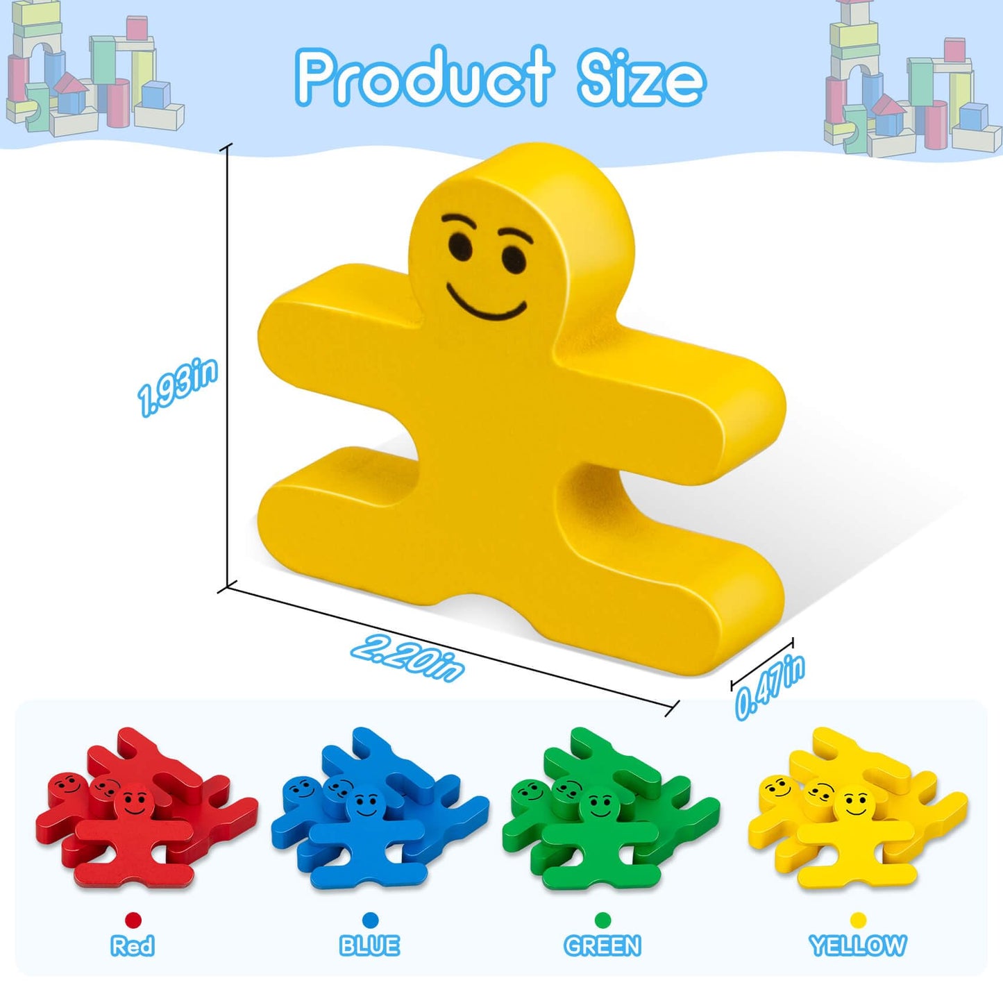 Gift4Kids Montessori Toys For 2 3 4 Year Old Boys Girls Gifts, 16Pcs Wooden Building Blocks For Toddlers 1-3 Year Old, Stacking Blocks Sensory Toys For Kids Birthday Gifts Presents Age 2-4