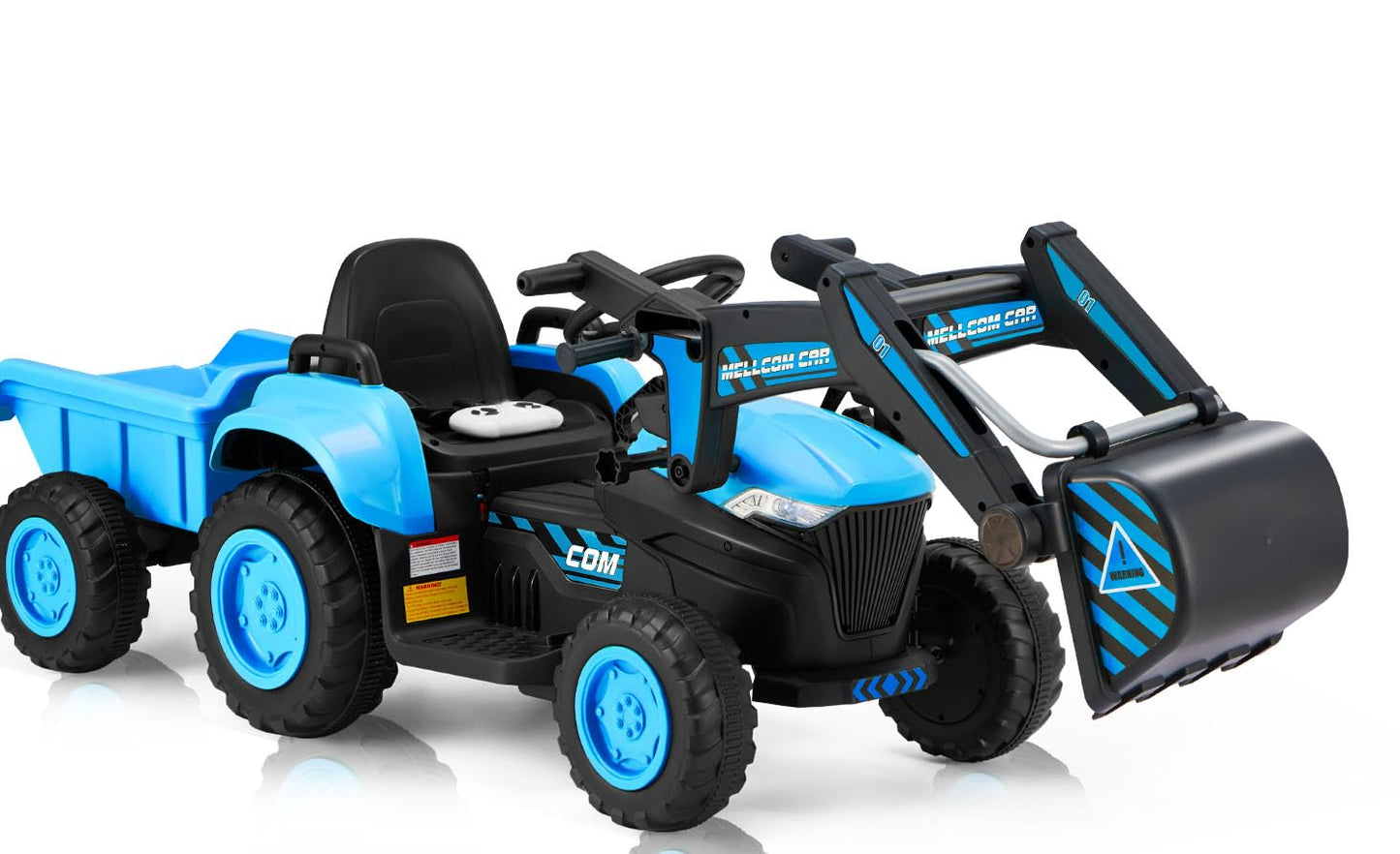 Mellcom Ride On Excavator, 12V Excavator Ride On Toy With Detachable Trailer, Electric Car With Remote Control, Kids Car With Di