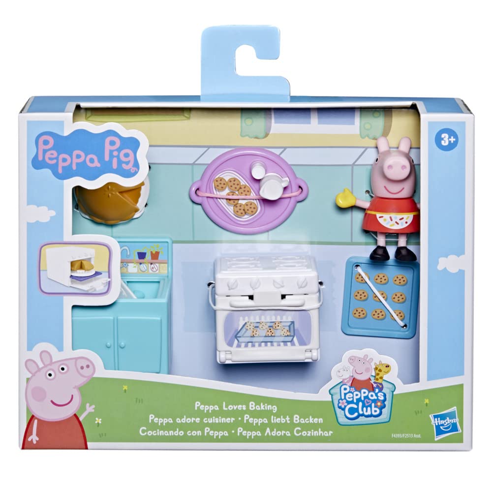 Peppa Pig Peppa's Club Baking Toy Set, Includes 1 Figure & 5 Accessories, Multi Colour, Model F4393, Ages 3+