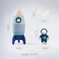 JETM·HH Silicone Rocket Stacking Toy - Blue - Baby Teething & Early Learning Tower for Infants - Medium Educational Nesting Toy