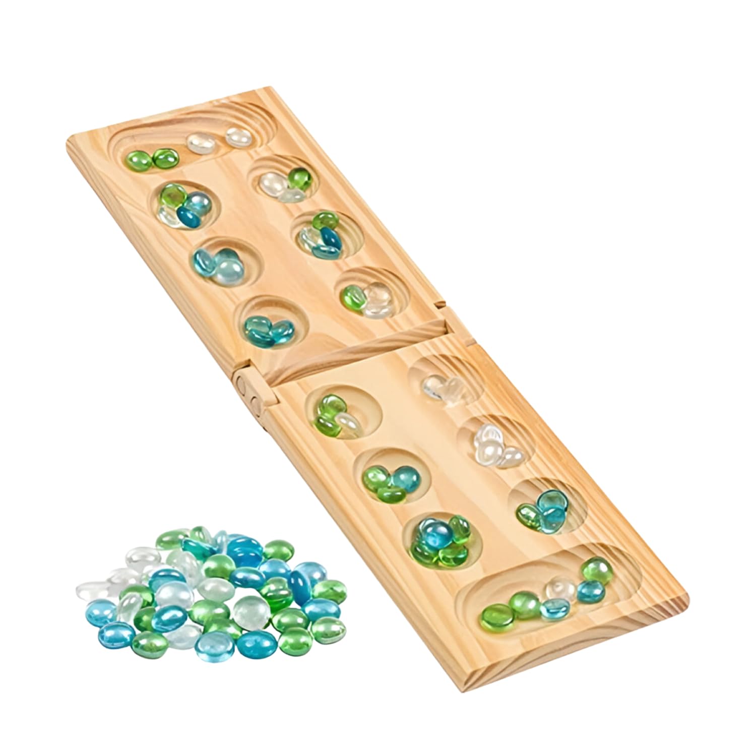 Regal Games Mancala Board Game - Fun Classic Table Game with Wooden Board for Adults & Kids - 48 Glass Mancala Beads & 2 Player 