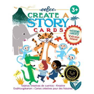 Eeboo: Create A Story Cards, Tell Me A Story, Volcano Island, 36 Cards Included In The Set, Encourages Imagination, Creativity And Story-Telling, For Ages 3 And Up