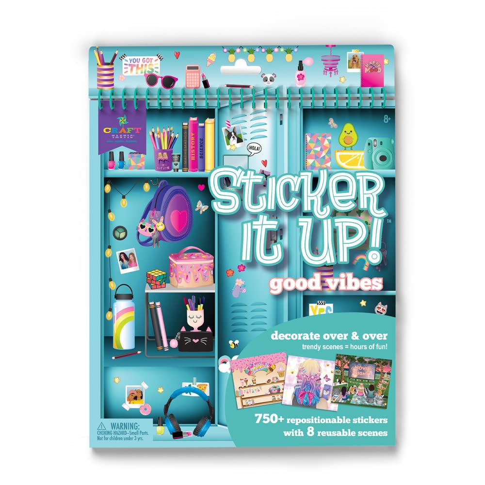 Craft-Tastic Sticker It Up! – Reusable Sticker Book For Kids – 750+ Repositionable Stickers Create Designs On 8 Scene Pages For Hours Of Mess-Free, Screen-Free Fun
