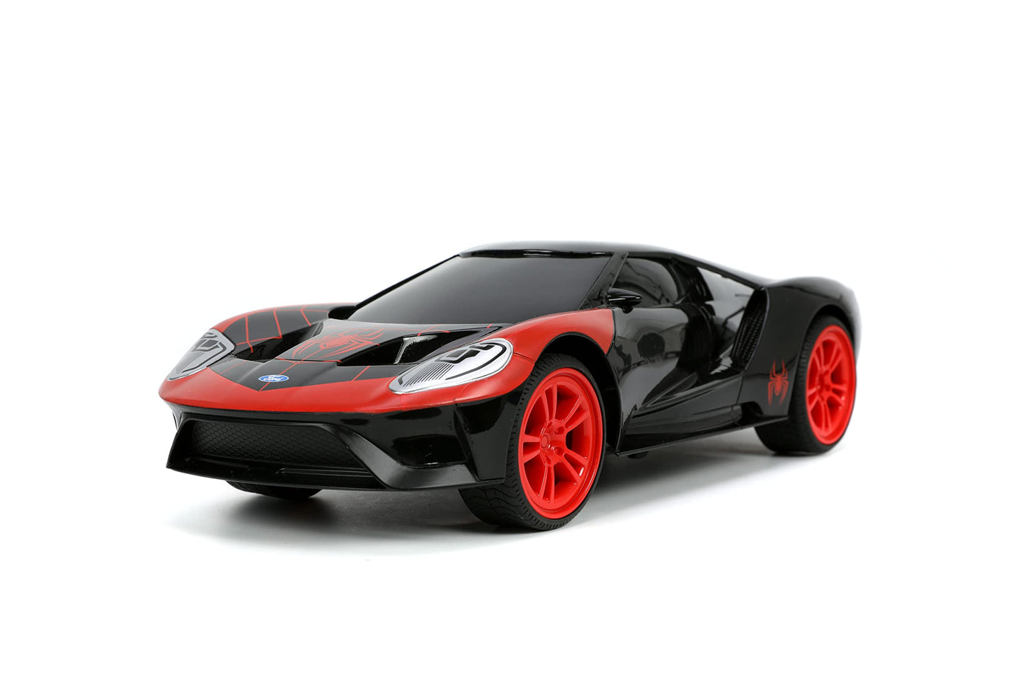 Jada Toys Marvel Spider-Man 1:16 Miles Morales 2017 Ford GT RC Remote Control Car 2.4GHz, Toys for Kids and Adults, Black