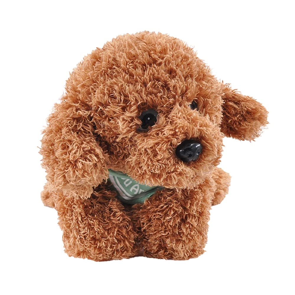 KIRIGAMI Dog Plush Toy - Realistic Weighted Golden Doodle, 11 inches, Brown Color