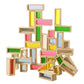 Xylolin Large Wooden Building Blocks Set For Toddlers, 36 Pcs Rainbow Big Window Hollow Blocks Set For Kids, Sensory Indoor Wood