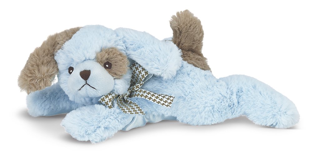 Bearington Baby Lil' Waggles Plush Blue Puppy Rattle - 8" Stuffed Animal