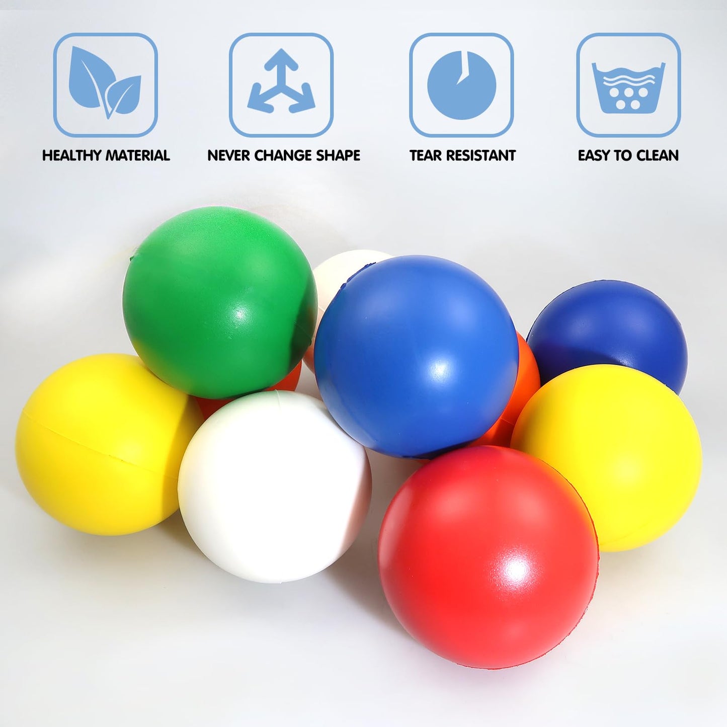 Toaob Stress Relief Balls Non-Toxic Squeeze Balls 6 Pack 2.5 Inch Colorful Foam Balls For Kids And Adults Hand Exercise Squishy