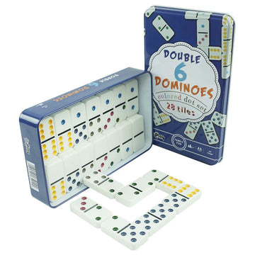 Pureplay Double 6 Colored Dot Dominoes Game Set,28 Pieces Dominoes Tiles With Reusable Collectors Tin,Domino For Adults-Party Favors And Anytime Use,For 2 Or More Players