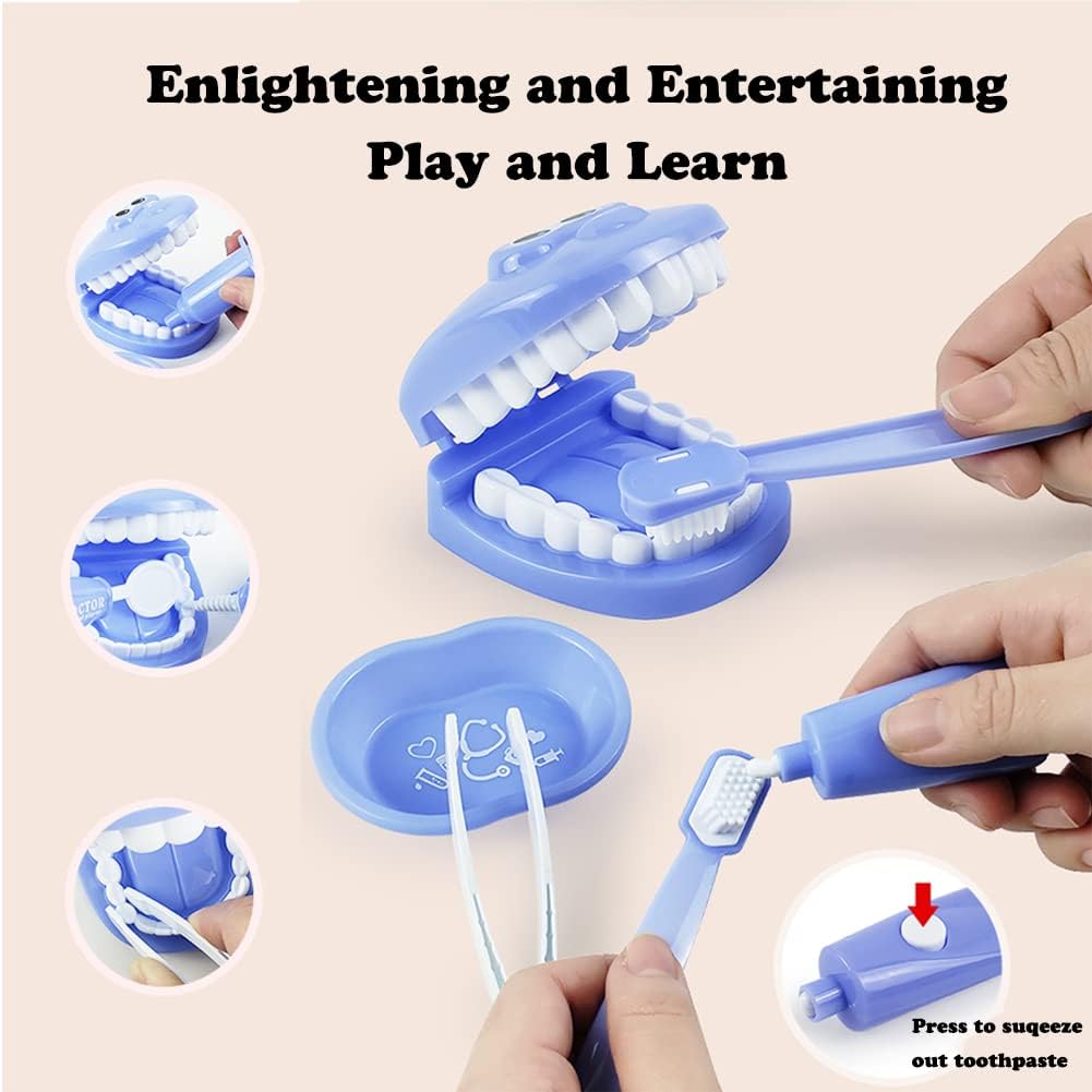 9PCS Plastic Simulation Dentist Play Set Medical Kit Pretend Toy for Kids Hygienic Habbit Cultivation Role Play Game for Childre