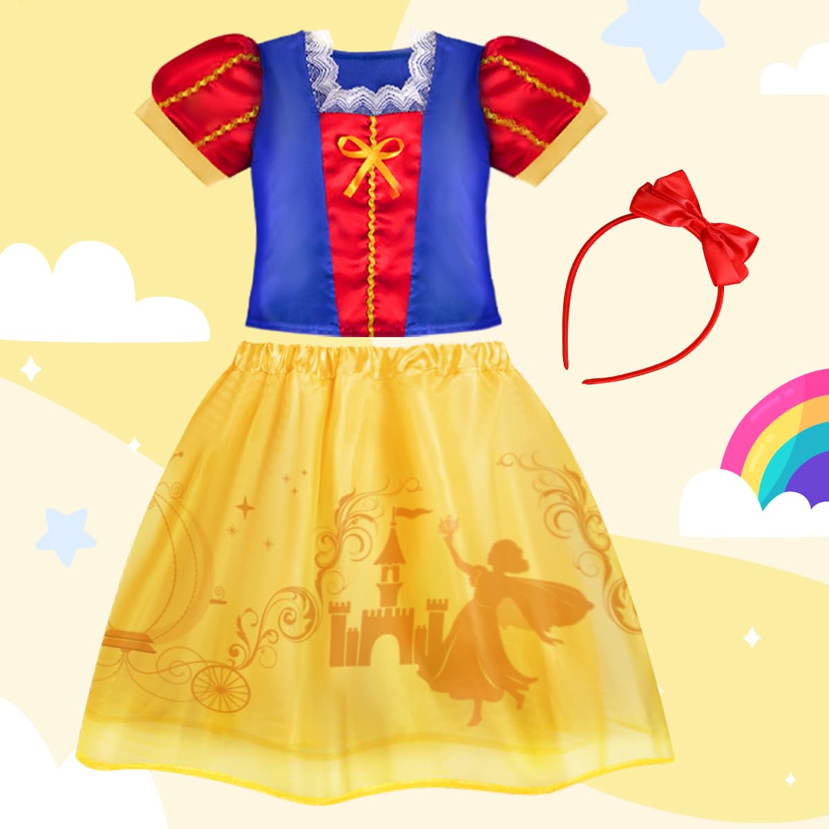 Meland Princess Dress Up - Princess Dresses For Girls With Princess Toys, Dress Up Clothes For Little Girls Pretend Play