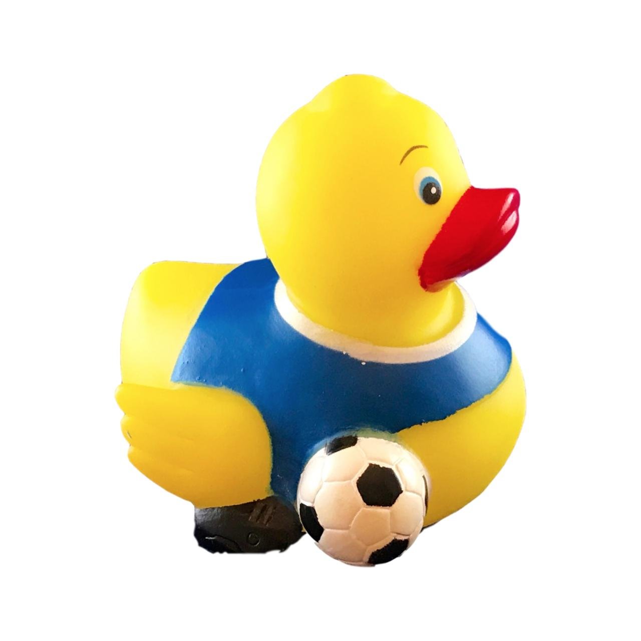 3' Soccer Rubber Duck [Sealed Hole, No Mildew] - Baby Safe Bathtub Bathing Toy
