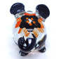 Sansukjai Pig Tiny Miniature Figurines Animals Hand Blown Glass Art Collectible Gift Decorate, V1 (Floral Metallic Orange)