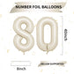 Biapian 40 Inch Cream Number 80 Balloon, 80Th Birthday Balloons, Big Digital 80 Beige White Giant 80 Foil Balloon Helium For Men