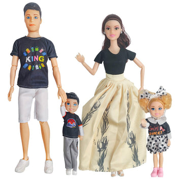 Chioldilly Interactive Family Toy Fun Action Figures Set, Imaginative Educational Family Doll Play, For Kids 3+(Editions D)