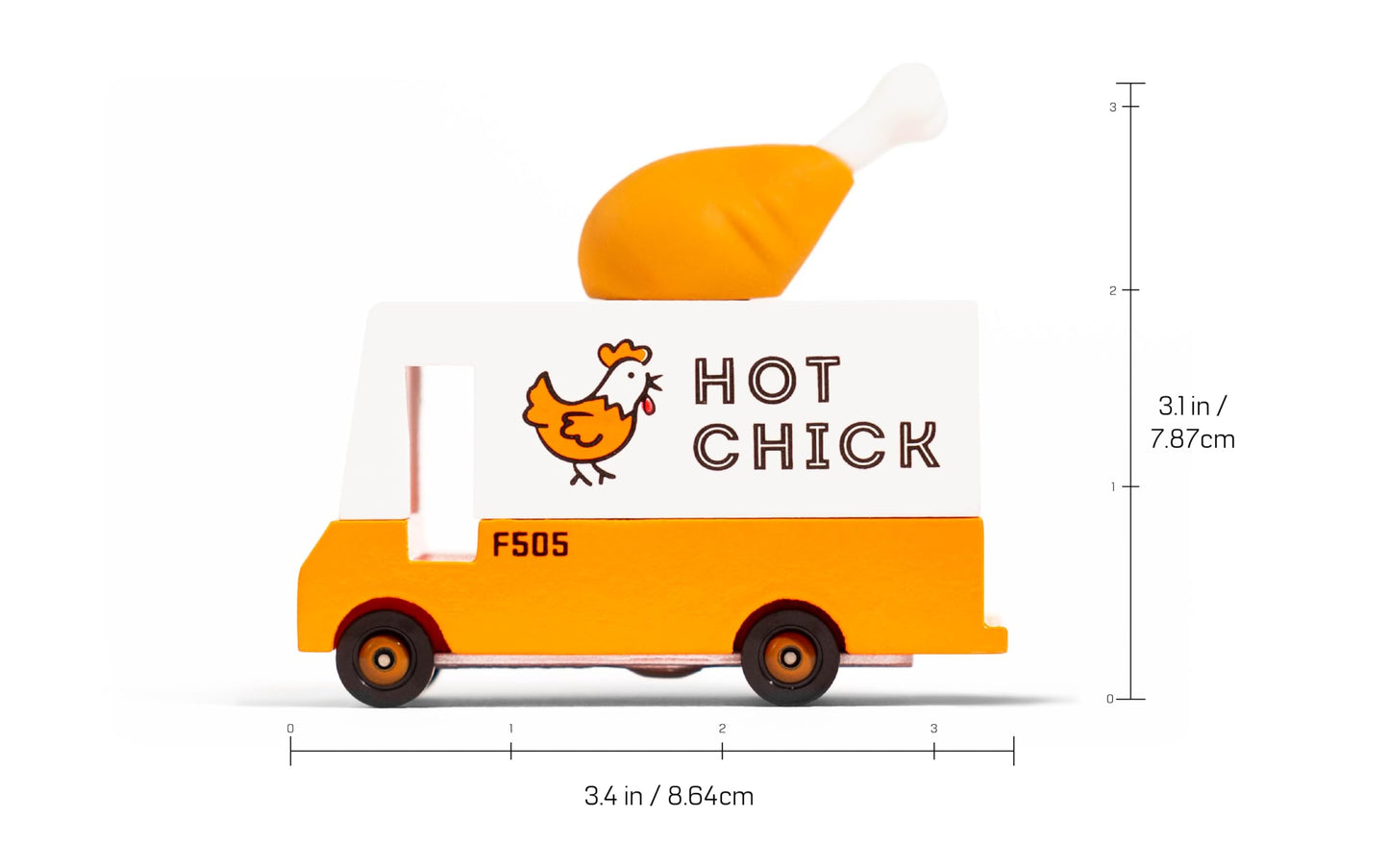 Candylab Toys CANDYCAR Wooden Food Truck Collection - Fried Chicken Van  enhanced Handcrafted Beech Wood Toy Car