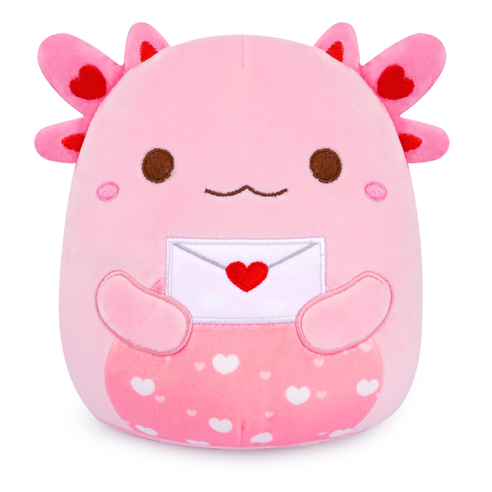 Mowatusy Valentines Day Plush - Axolotl Valentines Stuffed Animal,Cute Love Envelope Axolotl Plush Toy,Valentines Day Party Deco