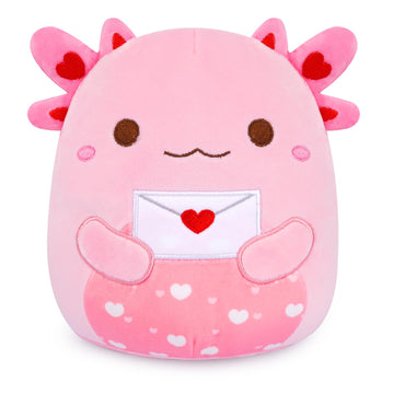 Mowatusy Valentines Day Plush - Axolotl Valentines Stuffed Animal,Cute Love Envelope Axolotl Plush Toy,Valentines Day Party Deco