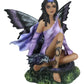 Ebros Beautiful Tribal Ebony Moth Fairy With Baby Dragon Statue Enchanted Dark Fairy Garden Decorative Figurine