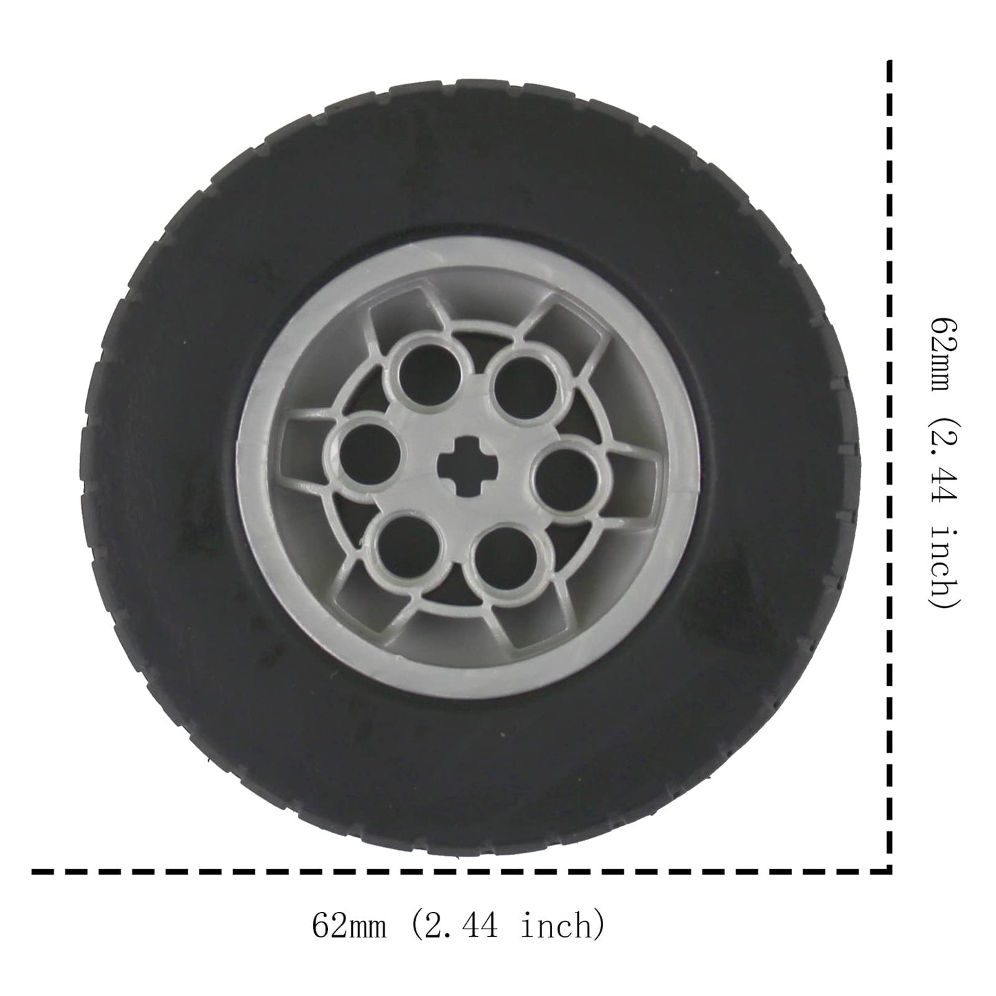 Building Blocks Technic Parts 4 Pcs Tyre Dia. 62X20 & Rim Dia. 43.2 X 18 Compatible With Lego For Kids Boys Toy