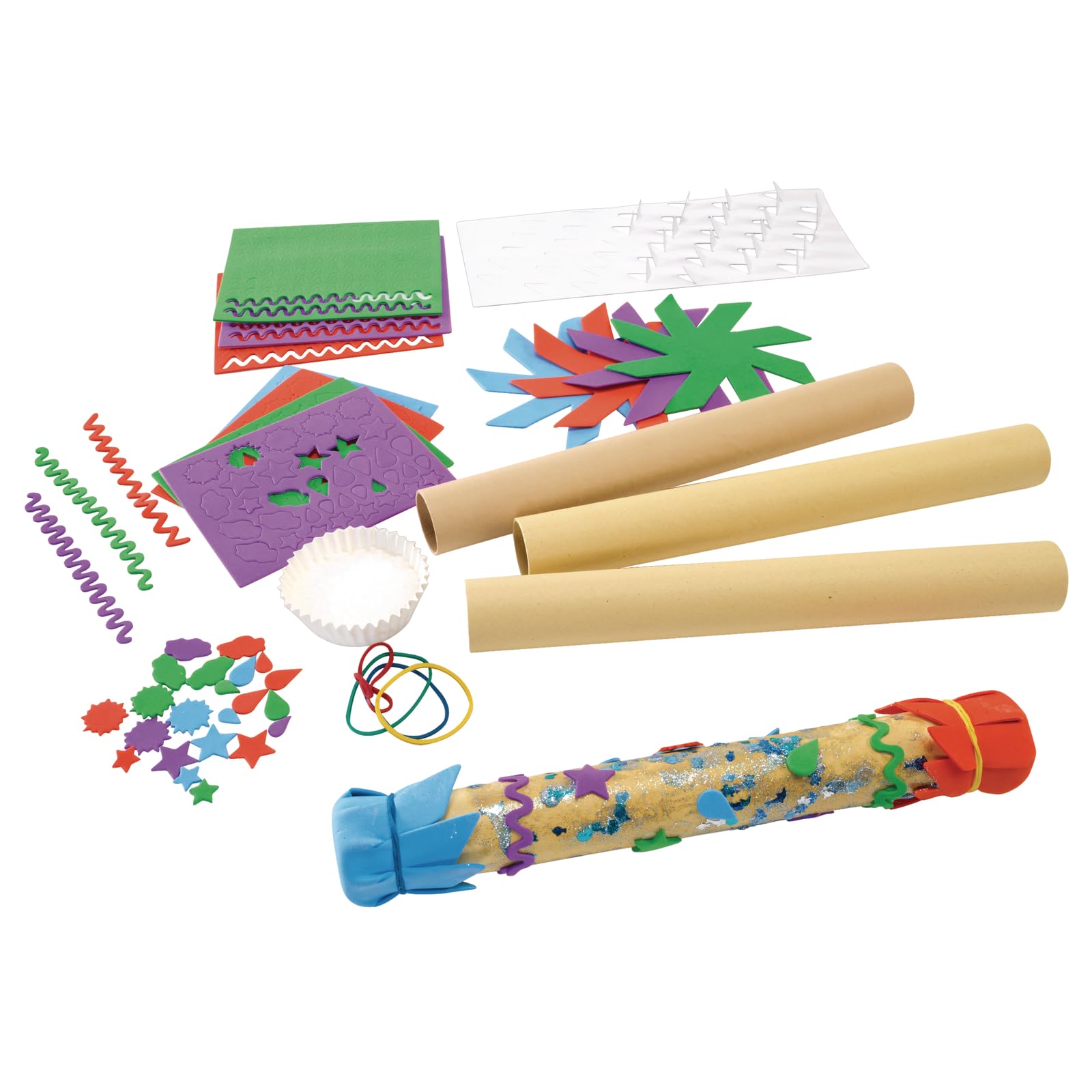 Colorations - RAINKIT DIY Rainstick Kit for Kids, Set of 12, EVA Foam and Cardboard, Native American, Craft Kit, Self-Adhesive, 