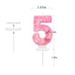 FAMGift Birthday Candles - Number 5 Pink Butterfly Cake Topper, Wax Material for Parties and Weddings