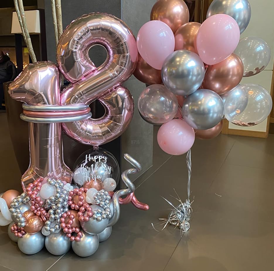 Paticool 40 Inch Rose Gold Number Balloon 8, Large Number Foil Balloons Mylar For Girl Boy Birthday Party Celebration Decoration