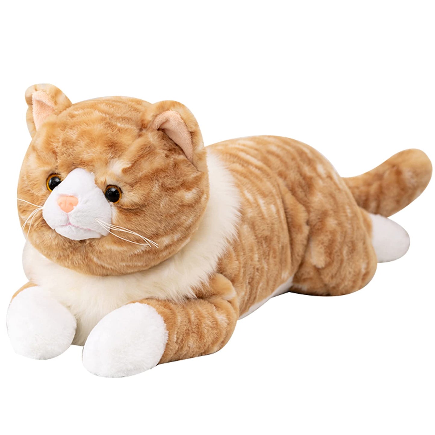 Litence Cat Weighted Plush Toy, 21" Orange Cat Pillow, 3.9 lbs Realistic Stuffed Animal for Kids, Cute Kitten Gift