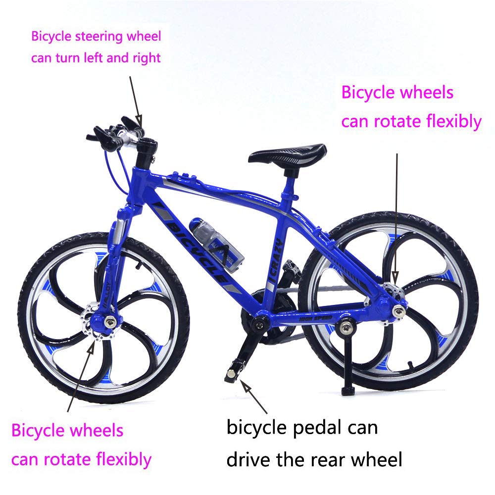 Ailejia Finger Racing Bicycle Mountain Bike Cake Topper Mini Dirt Bike Bicycle Model Cool Boy Toy (Racing Bike Blue)