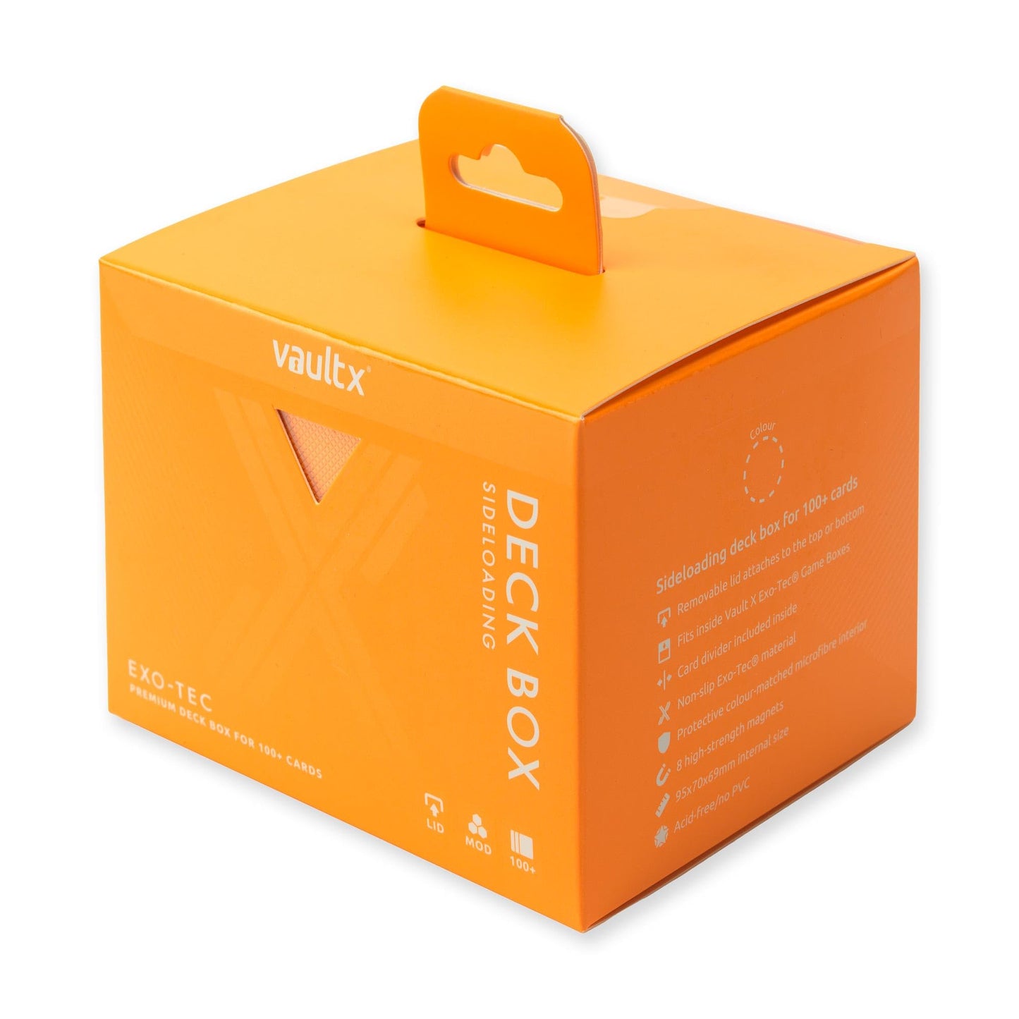 Vault X Trading Card Sideloading Deck Box  100+ sleeved cards  enhanced Exo-Tec Material  Card Holder Storage Box  Detachable Magnetic Lid  for MTG Commander Game  TCG (Orange)