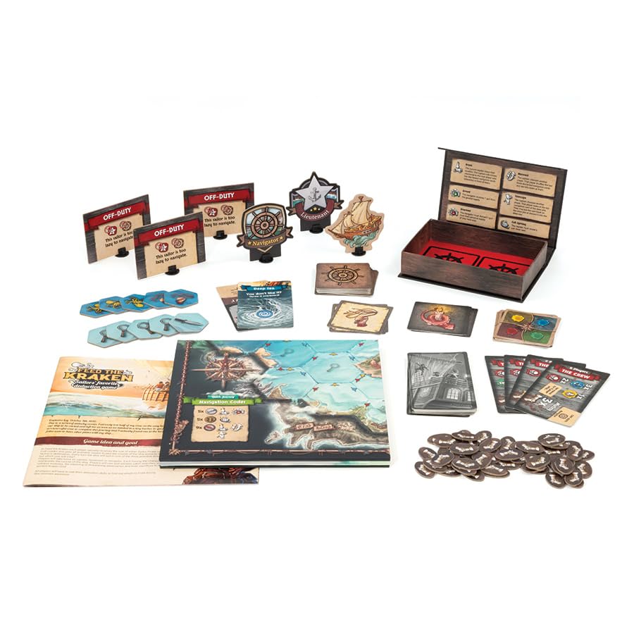 Outset Media Feed The Kraken Game - Essential Edition for 5-11 Players, Cardboard, Blue/Brown, Model 19395, Ages 12+