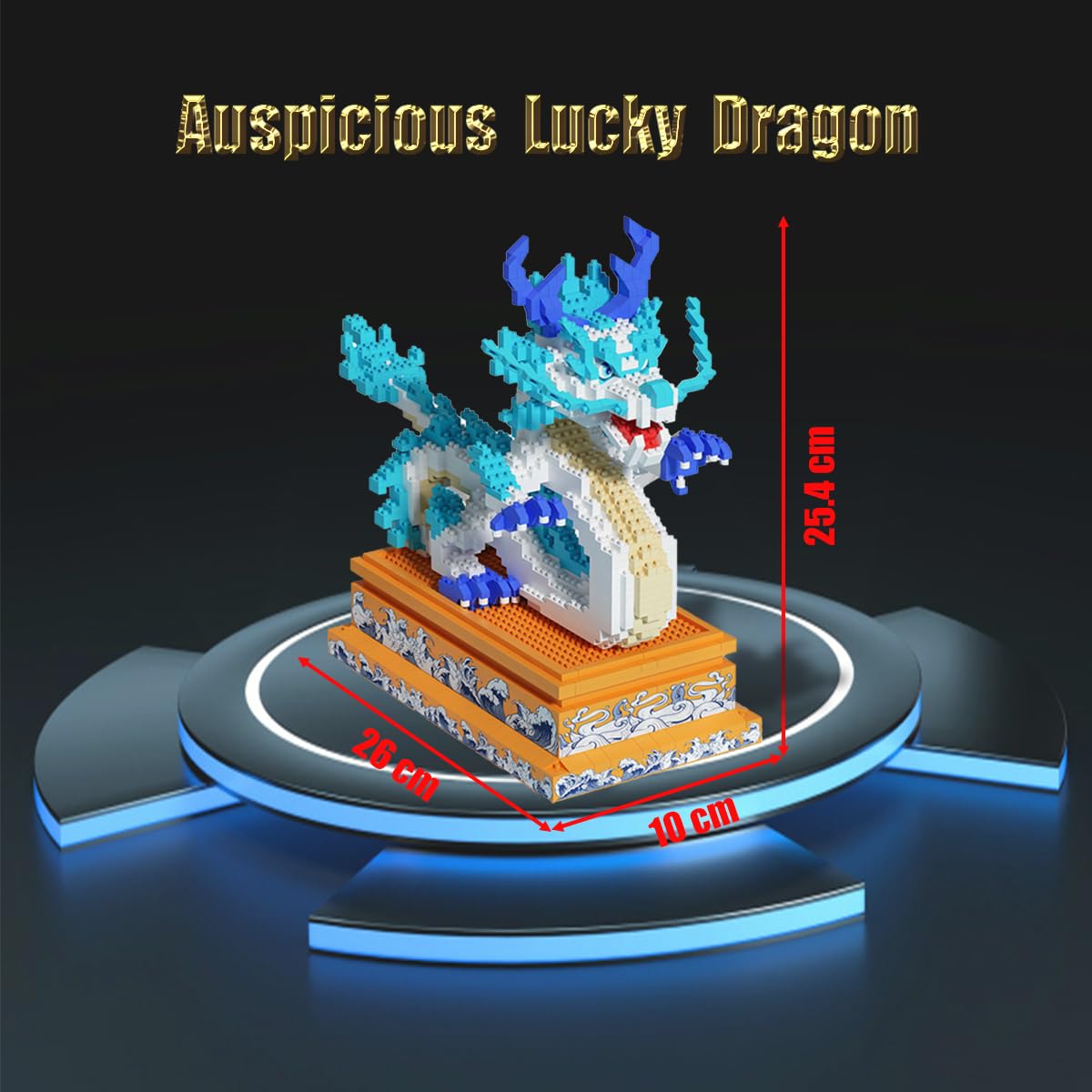 HONLANCH Dragon Series Micro Building Blocks Set - 2020 Pieces, Plastic, 10.2"x3.9"x10", Blue/White/Red/Yellow, Model JM20832