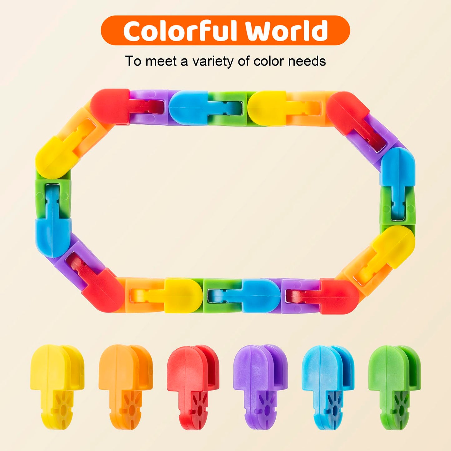 Aubrogo Wacky Track Fidget Toys - 20 Pack Rainbow Plastic Classroom Gifts, 140 mm G-01