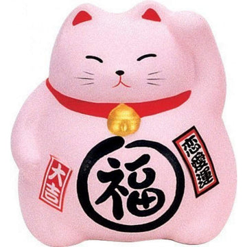 Japanbargain 1616, Japanese Ceramic Maneki Neko Feng Shui Fortune Lucky Cat Collectible Figurine Made In Japan, Luck For Love, Pink