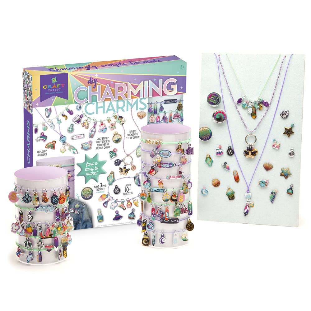 Craft-tastic - Puffy Charming Charms - Designs Pins, Necklaces, and Bracelets - Fun Creative Craft Kit for Ages 8+
